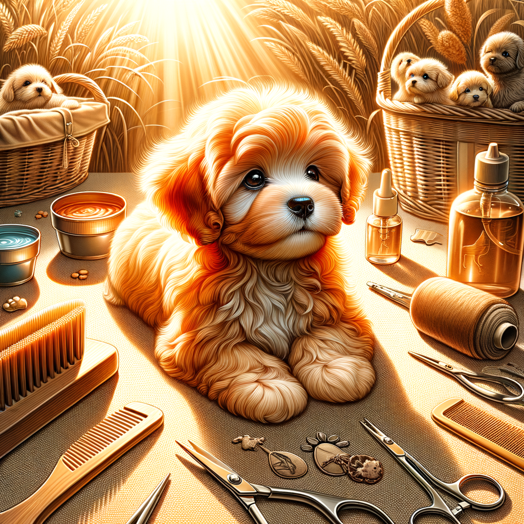 Close-up view of Apricot Maltipoo puppy showcasing the beauty of Maltipoo coat colors, highlighting Apricot Maltipoo characteristics, breed variations, grooming, and care tips.