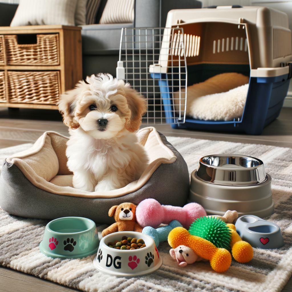Successful Maltipoo home setup featuring essential items for new Maltipoo owners, demonstrating a Maltipoo friendly home arrangement as part of a comprehensive Maltipoo care guide.