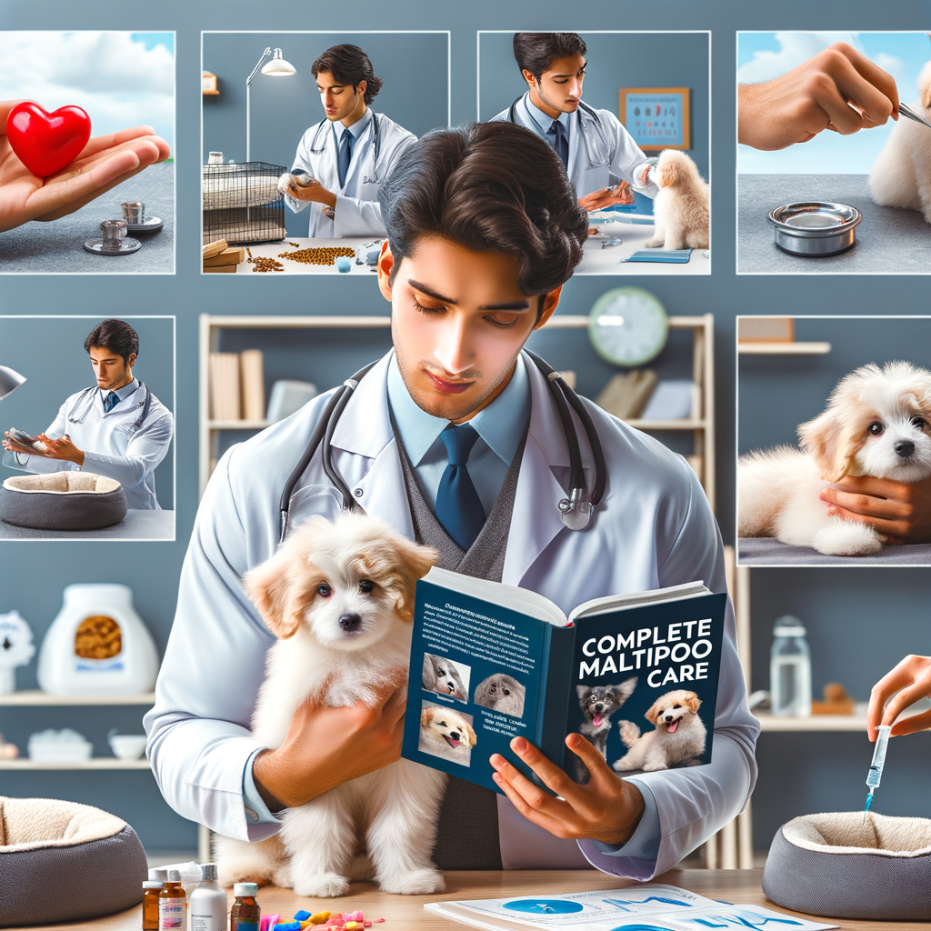 New Maltipoo owner reading a comprehensive Maltipoo care guide, preparing home for Maltipoo, understanding Maltipoo behavior, and providing Maltipoo health care and training tips for adopting a Maltipoo puppy.