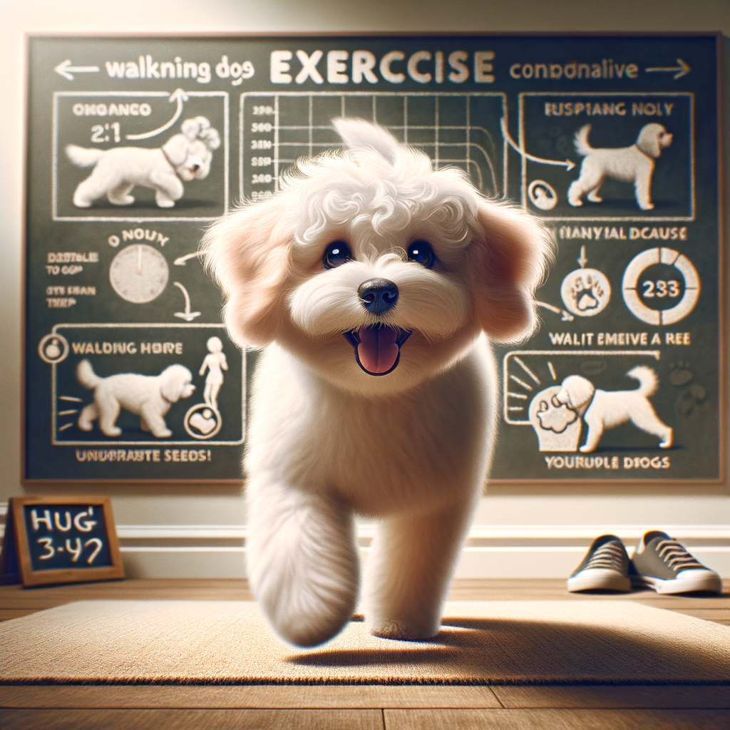 Maltipoo dog excitedly starting its daily exercise, showcasing Maltipoo exercise requirements, walking routine, health tips, and ideal walking distance for Maltipoo care.
