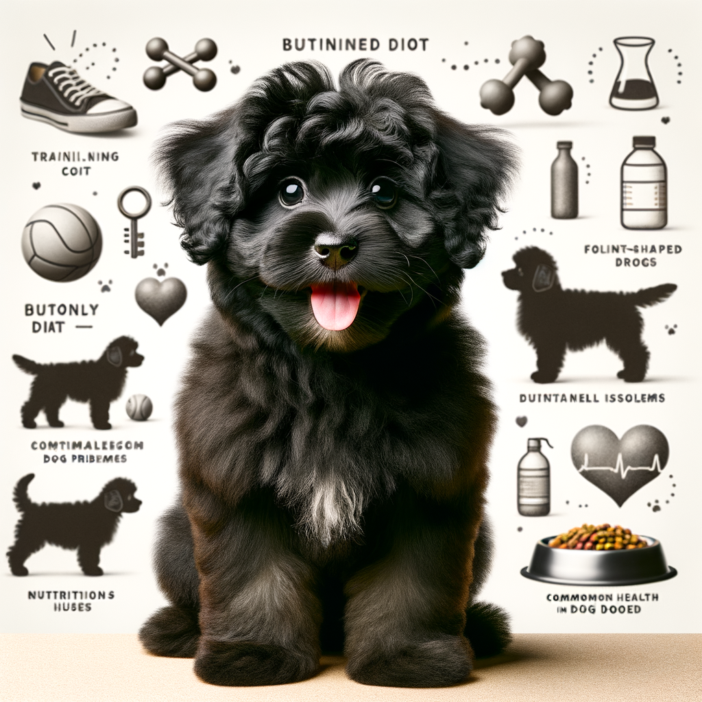Healthy black Maltipoo puppy showcasing unique breed characteristics, demonstrating grooming, training, and care tips for beginners in a comprehensive Maltipoo breed guide.